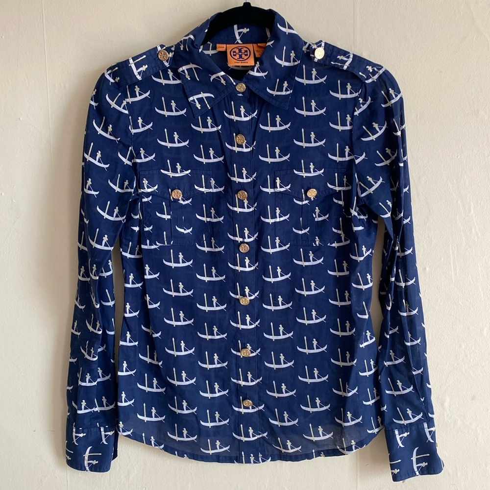 Tory Burch Gondola Nautical Button Up Blouse